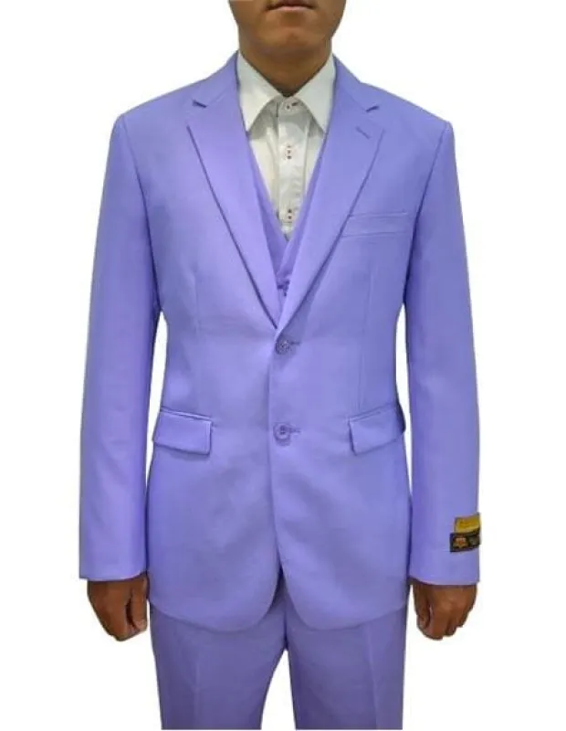 Men's Lavender One Chest Pocket Vested 3 Piece Suit sold by Alberto Nardoni