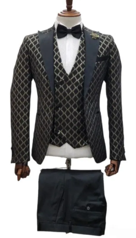 Gold and Black Suit - Black and Gold Prom Suits Jacket sold by Alberto Nardoni