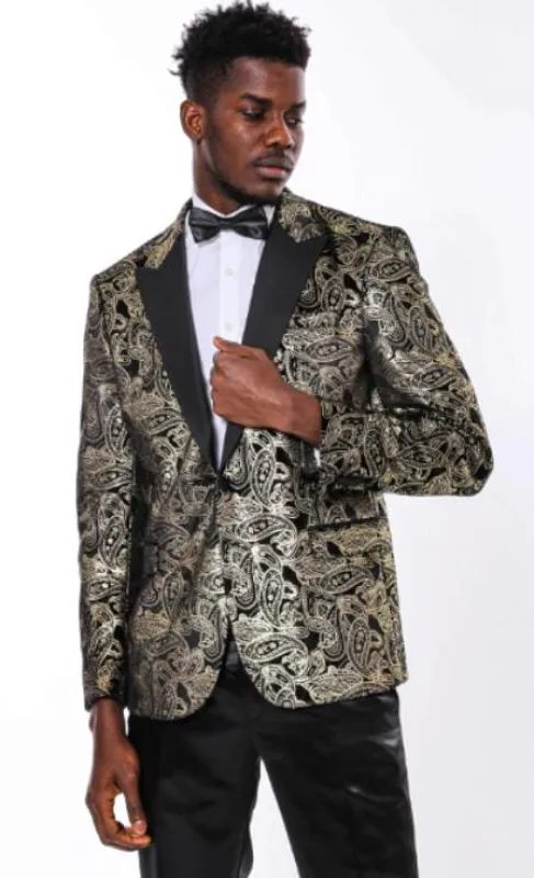Gold and Black Suit - Black and Gold Prom Suits Jacket made by Alberto Nardoni