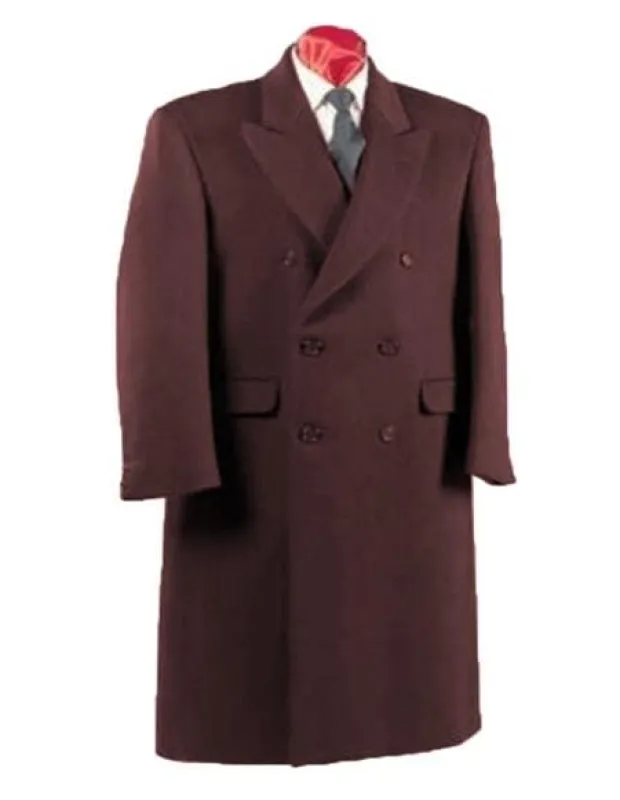 Mens Overcoat -Mens Long Wool Topcoats- Topcoat For Men-Mens Double breasted Overcoat - "Mehroon" Double breasted Coat sold by Alberto Nardoni