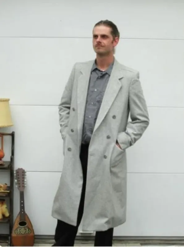 Mens Overcoat -Mens Long Wool Topcoats- Topcoat For Men-Mens Double breasted Overcoat - "White Gray" Double breasted Coat sold by Alberto Nardoni
