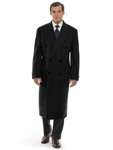 Mens Overcoat -Mens Long Wool Topcoats- Topcoat For Men-Mens Double breasted Overcoat - "Black" Double breasted Coat sold by Alberto Nardoni
