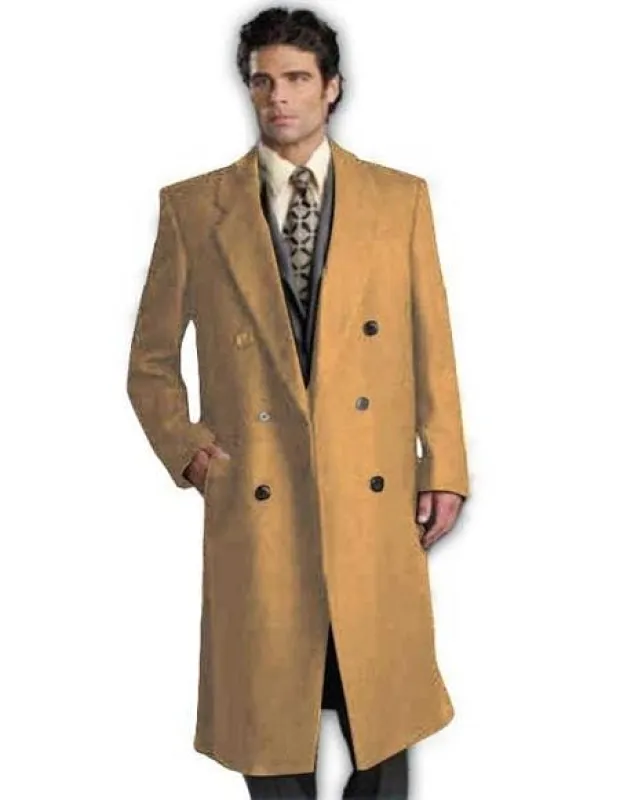 Mens Overcoat -Mens Long Wool Topcoats- Topcoat For Men-Mens Double breasted Overcoat - "Cream Brown" Double breasted Coat sold by Alberto Nardoni