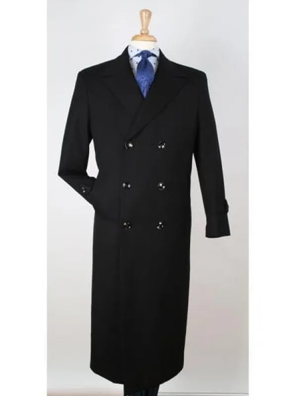Mens Overcoat -Mens Long Wool Topcoats- Topcoat For Men-Mens Double breasted Overcoat - "Black" Double breasted Coat sold by Alberto Nardoni