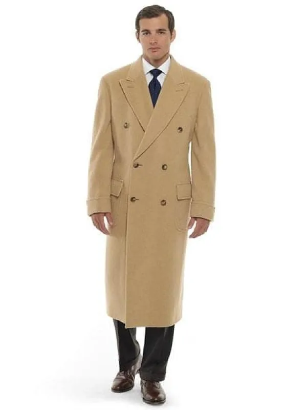 Mens Overcoat -Mens Long Wool Topcoats- Topcoat For Men-Mens Double breasted Overcoat - "Khaki Camel" Double breasted Coat sold by Alberto Nardoni