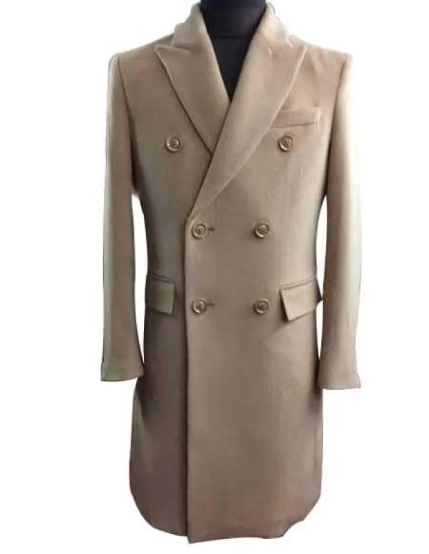 Mens Overcoat -Mens Long Wool Topcoats- Topcoat For Men-Mens Double breasted Overcoat - "Light Brown" Double breasted Coat sold by Alberto Nardoni