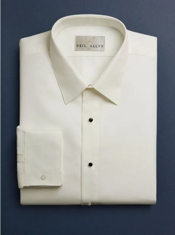 Mens 100% Cotton Tuxedo Shirt in Ivory sold by Alberto Nardoni