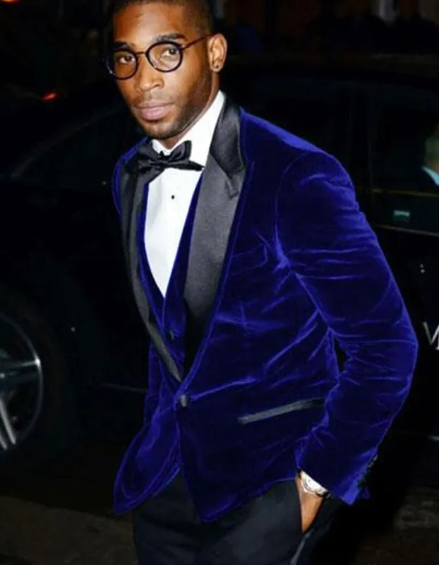 Mens Designer Velvet Tuxedo in Navy sold by Alberto Nardoni