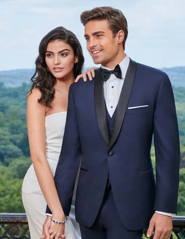Men Designer 1 Button Shawl Tuxedo in Navy sold by Alberto Nardoni