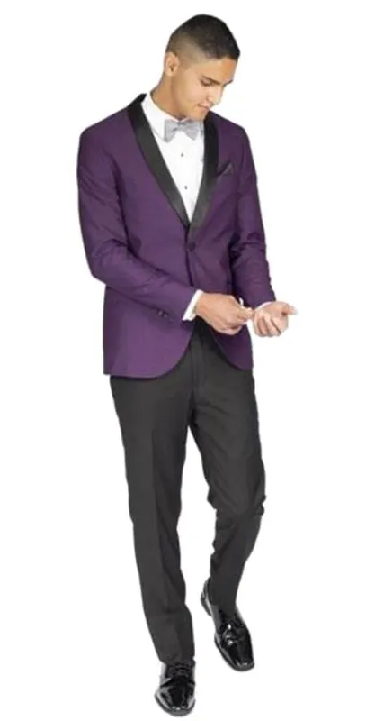 Men's Slim Fit Purple 1 Button Tuxedo With Shawl Lapel sold by Alberto Nardoni