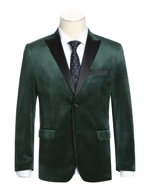 Mens Classic Velvet Tuxedo Dinner Jacket in Dark Hunter Green sold by Alberto Nardoni