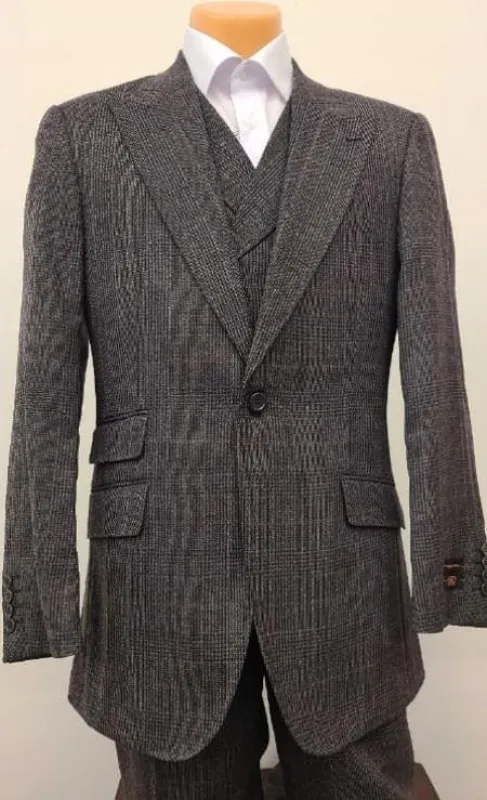 Mens Suit - Classic Fit Suit - Pleated Pants - Suit With Double Breasted Vest sold by Alberto Nardoni