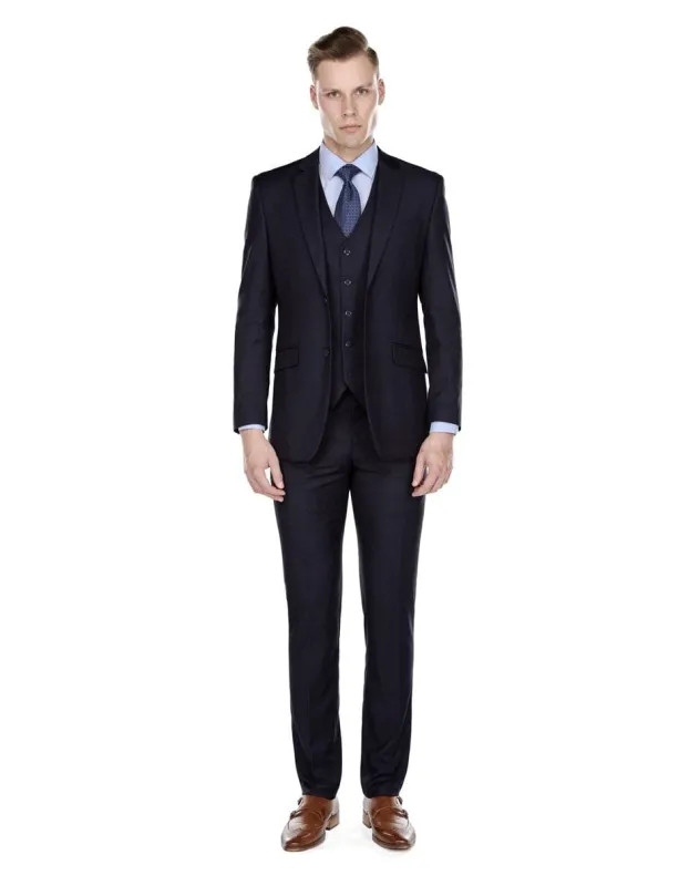 Mens Slim Fit Vested Suit Navy sold by Alberto Nardoni