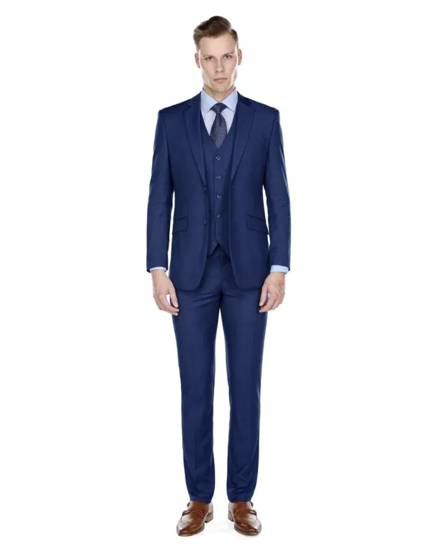 Mens Slim Fit Vested Suit Indigo sold by Alberto Nardoni