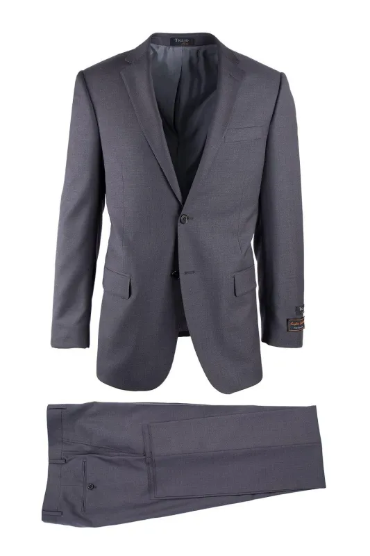 Tiglio Italian Suit - Real Wool Fabric Super 150's Novello Gray, Modern Fit Suit in Color Gray sold by Alberto Nardoni