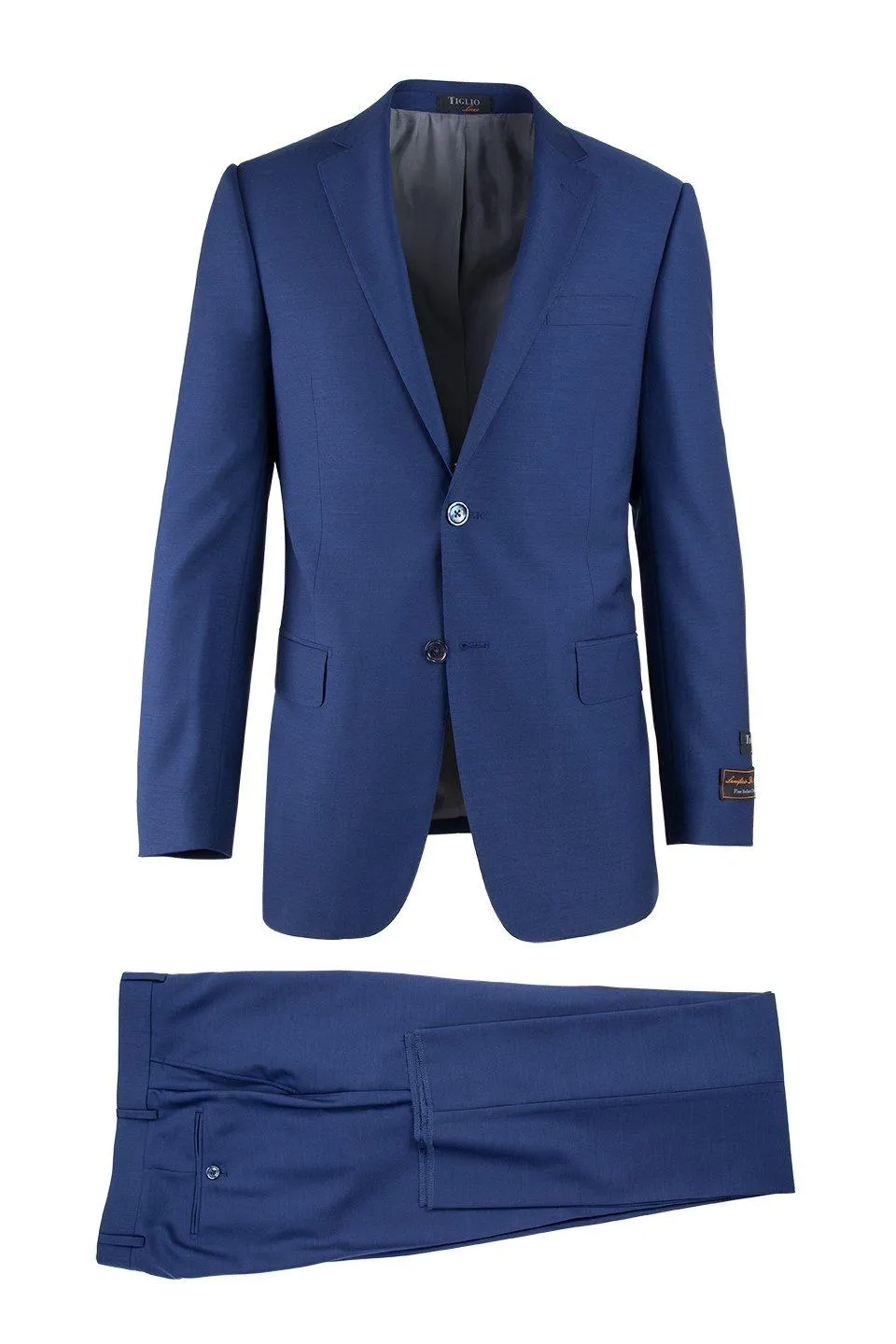 Tiglio Italian Suit - Real Wool Fabric Super 150's Novello F.Blue, Modern Fit Suit in Color Blue sold by Alberto Nardoni