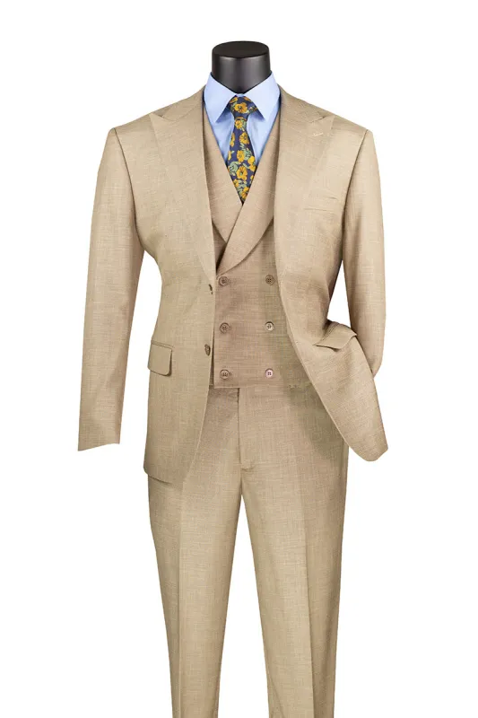 Taupe Modern Fit 3 Piece Suit with Vest and Adjustable Waist Band Pants sold by Alberto Nardoni