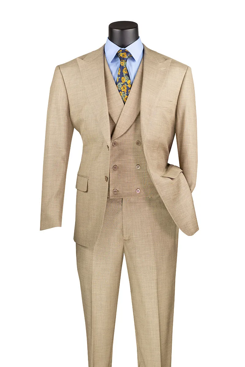 Taupe Modern Fit 3 Piece Suit with Vest and Adjustable Waist Band Pants sold by Alberto Nardoni