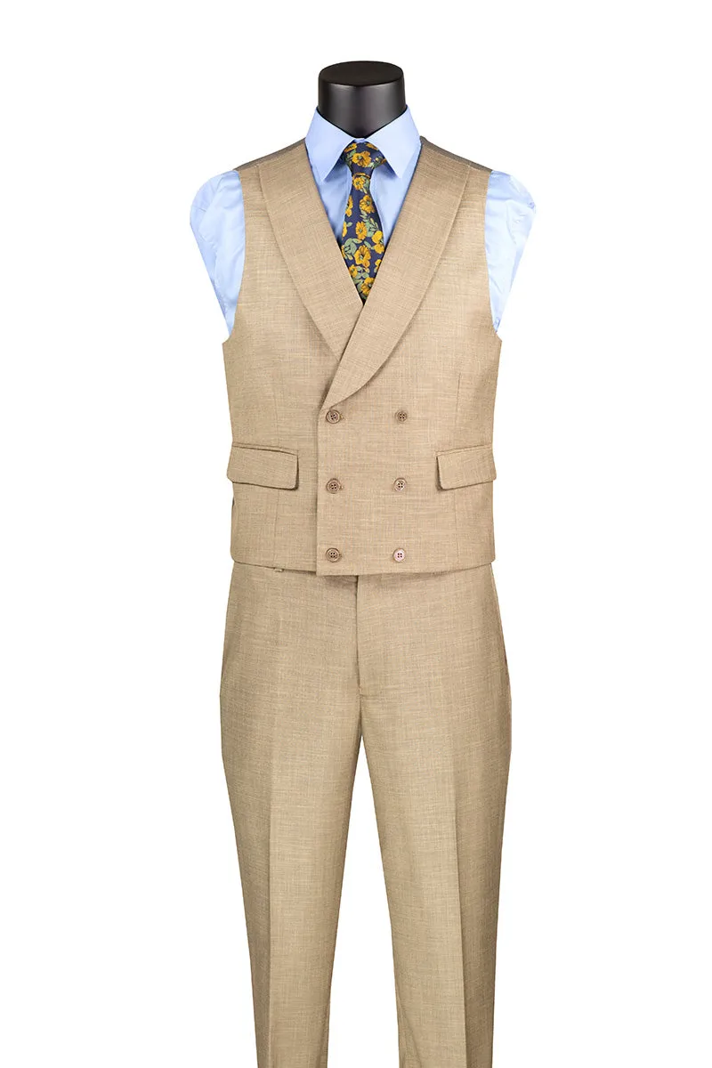Taupe Modern Fit 3 Piece Suit with Vest and Adjustable Waist Band Pants sold by Alberto Nardoni product image thumbnail 2