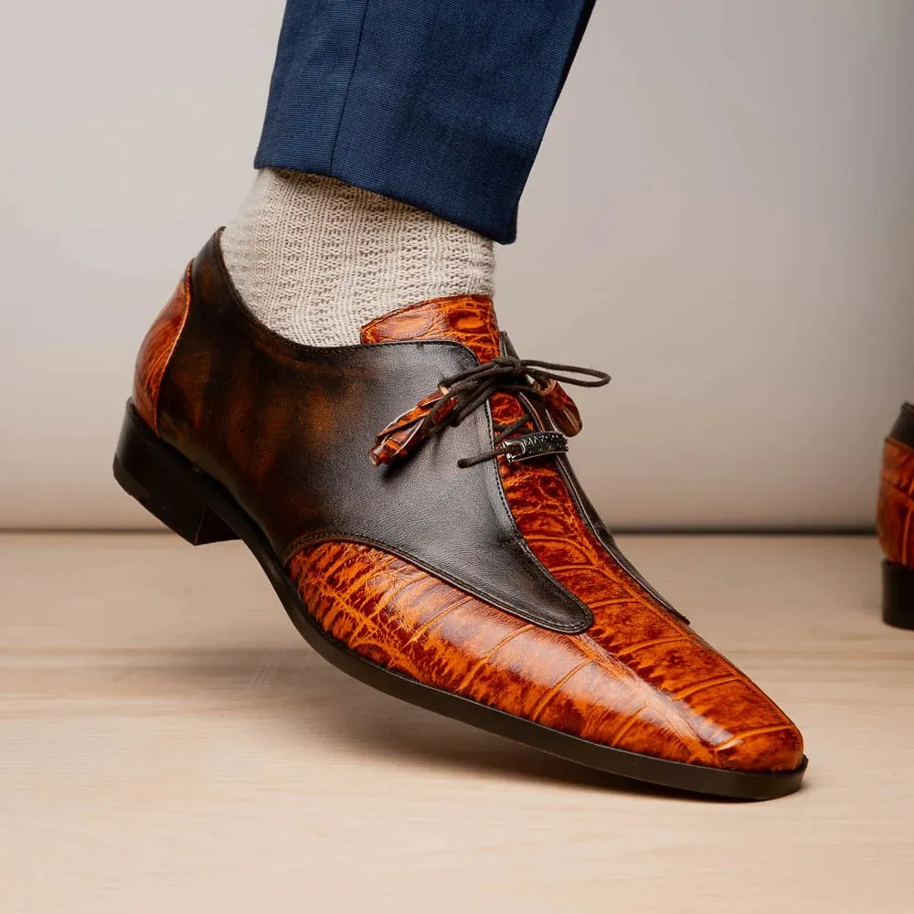 Marco Di Milano Anzio Exotic Alligator & Calfskin Leather Brandy Oxfords sold by Alberto Nardoni product image thumbnail 2
