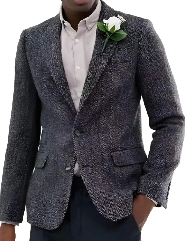 Mens Blazer Tweed Blazer Herringbone Wool Blazer - Z-Gray Mens Navy Tweed Jacket - Winter - Fall Fabric  Tweed Pattern Wool Fabric sold by Alberto Nardoni