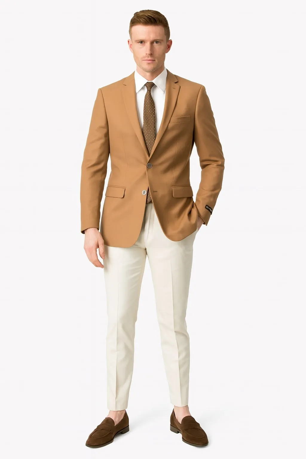 Mens Camel Brown Rustish Two-Button Classic Fit Sport Coat - Modern Blazer for Business and Special Occasions sold by Alberto Nardoni