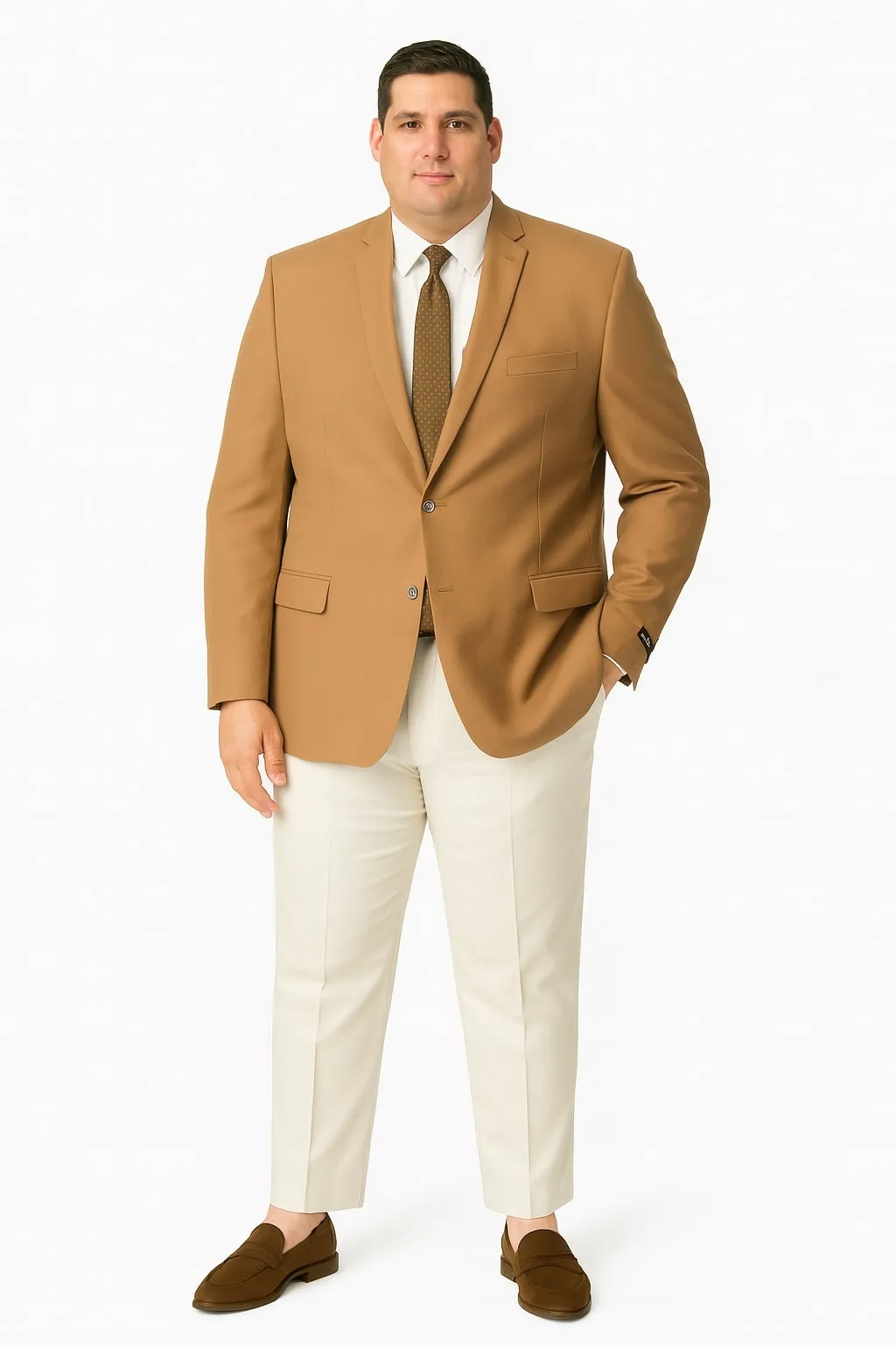 Mens Camel Brown Rustish Two-Button Classic Fit Sport Coat - Modern Blazer for Business and Special Occasions sold by Alberto Nardoni product image thumbnail 5