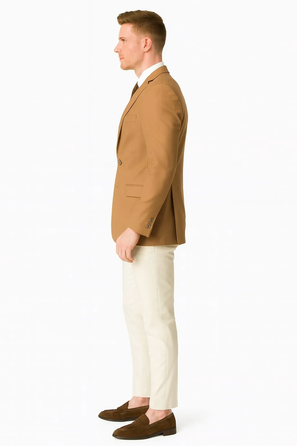 Mens Camel Brown Rustish Two-Button Classic Fit Sport Coat - Modern Blazer for Business and Special Occasions sold by Alberto Nardoni product image thumbnail 3