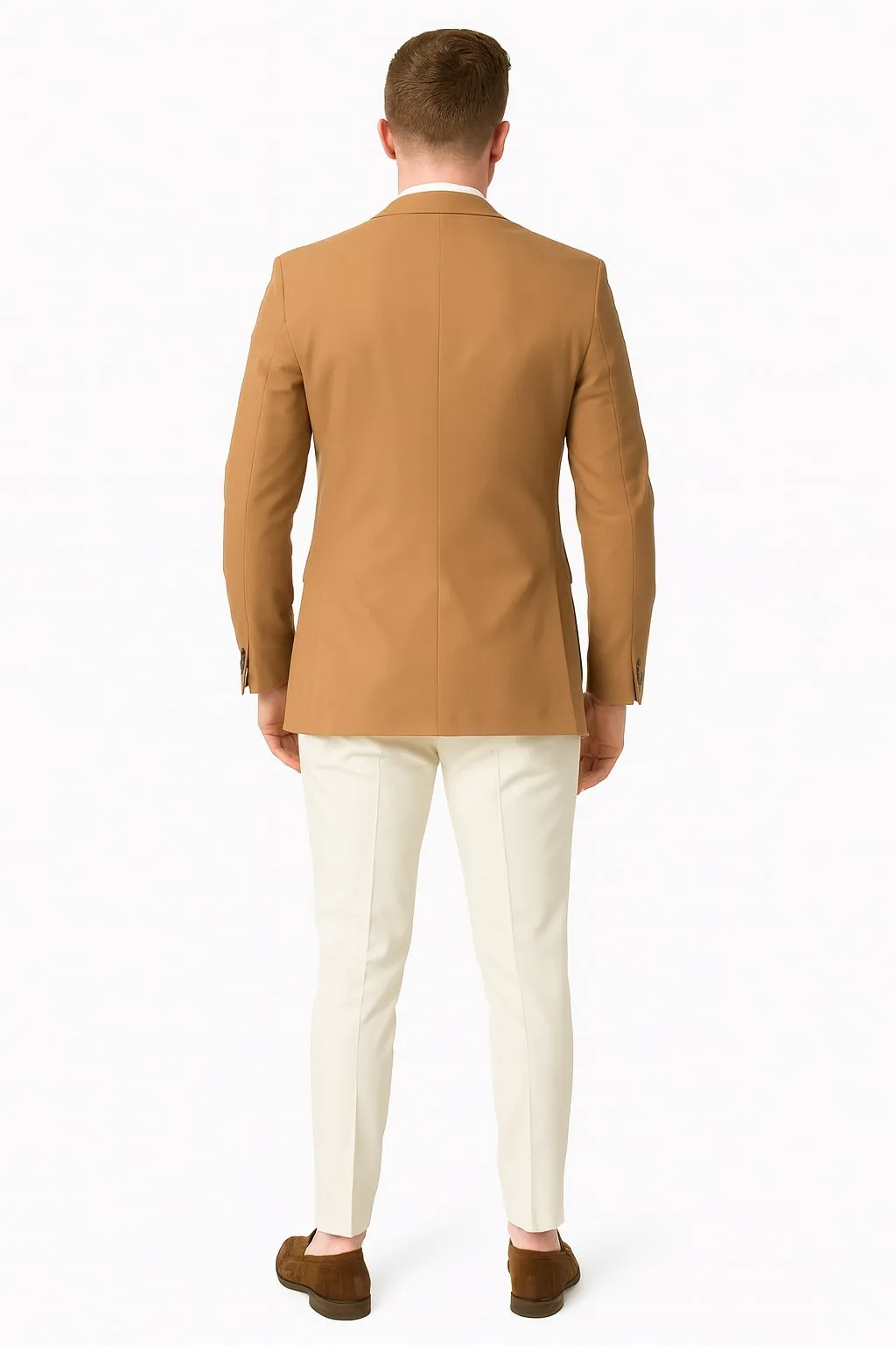 Mens Camel Brown Rustish Two-Button Classic Fit Sport Coat - Modern Blazer for Business and Special Occasions sold by Alberto Nardoni product image thumbnail 2