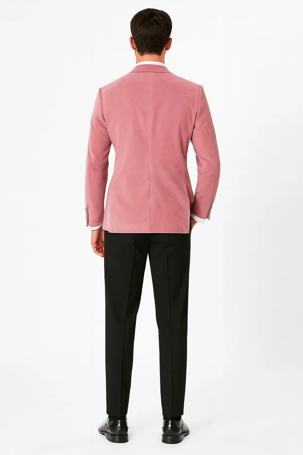 Mens Pink Velvet Tuxedo Dinner Jacket with Shawl Lapel - Slim Fit Blazer for Weddings, Prom in Rose Gold Color sold by Alberto Nardoni product image thumbnail 2
