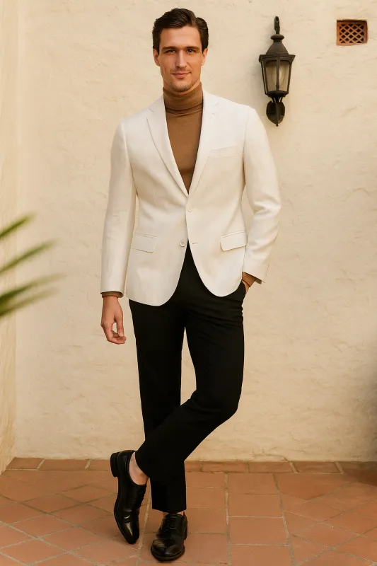 Men’s White Linen Blazer – Classic Two-Button Lightweight Sport Coat sold by Alberto Nardoni