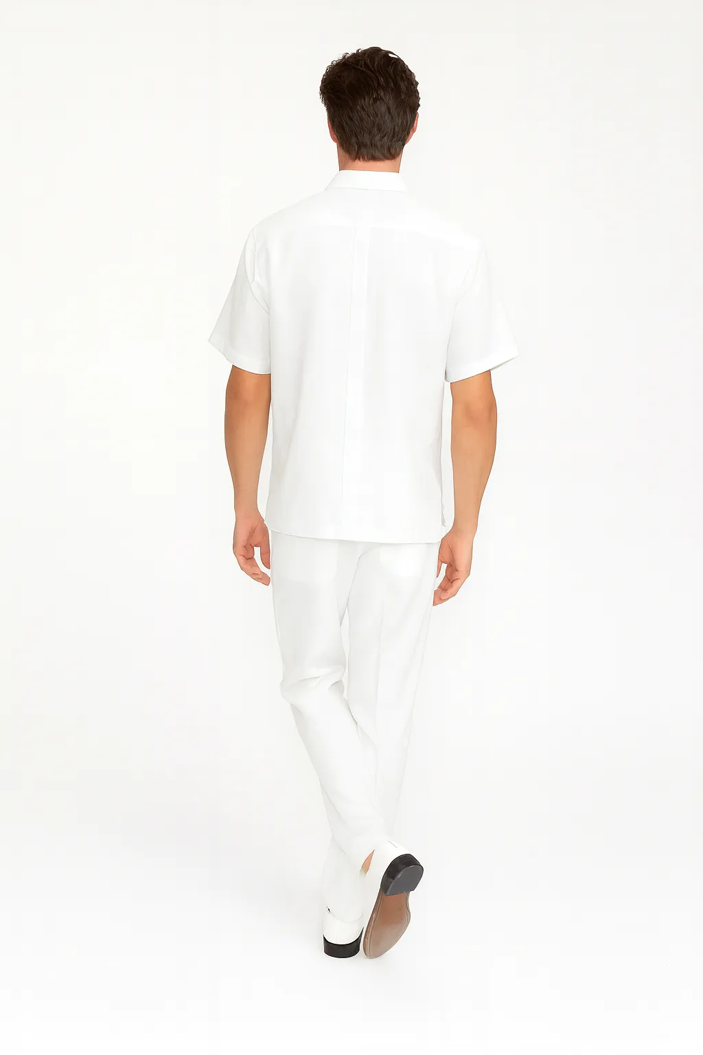 Men’s White Embroidered Guayabera Two-Piece Set – Short Sleeve Shirt and Pants sold by Alberto Nardoni product image thumbnail 2
