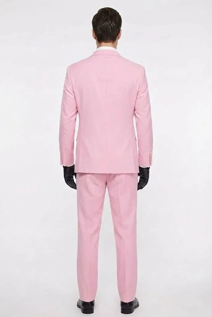 Mens Pink Two-Piece Suit Classic Fit Formal Jacket and Tailored Pants sold by Alberto Nardoni product image thumbnail 3