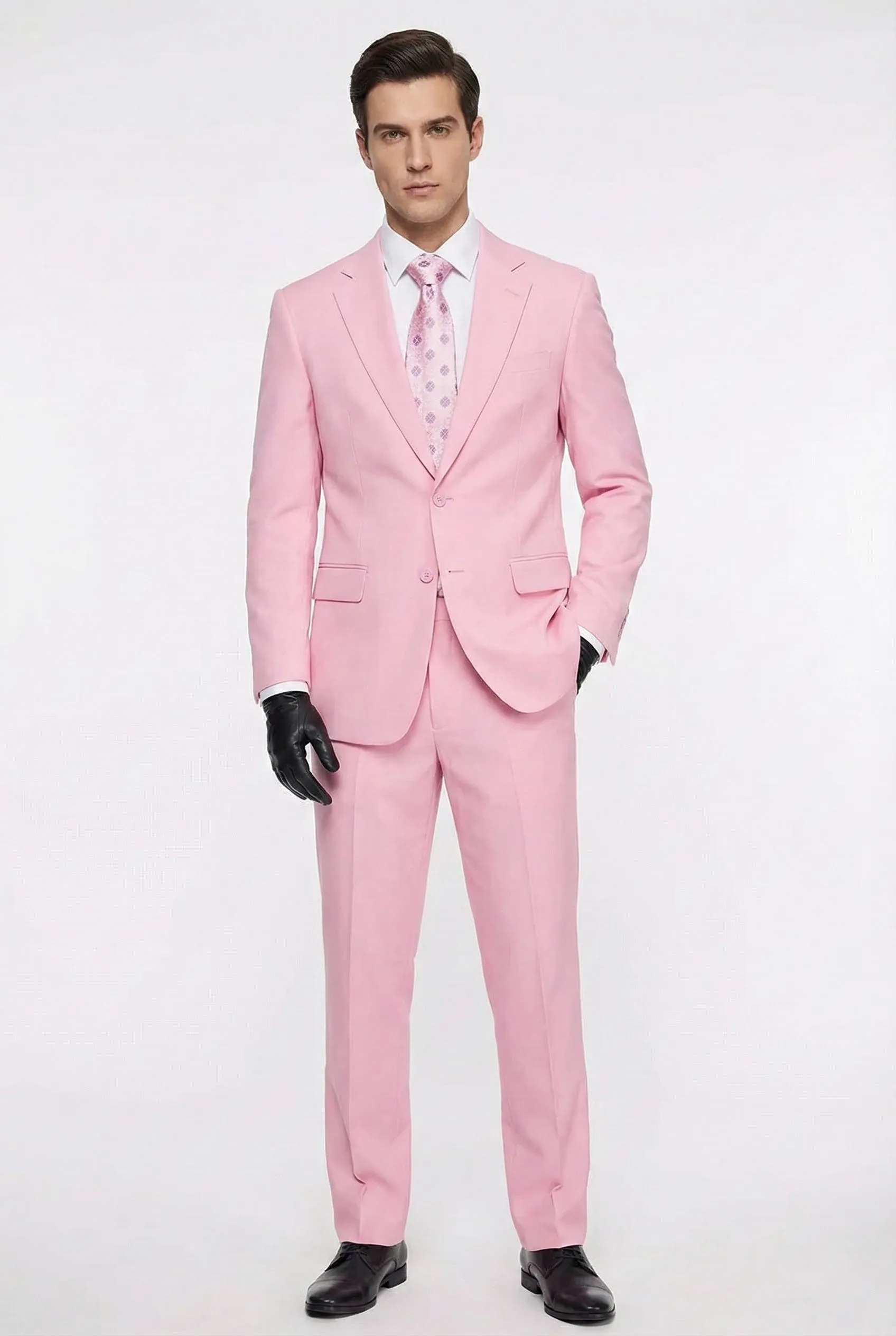Mens Pink Two-Piece Suit Classic Fit Formal Jacket and Tailored Pants sold by Alberto Nardoni