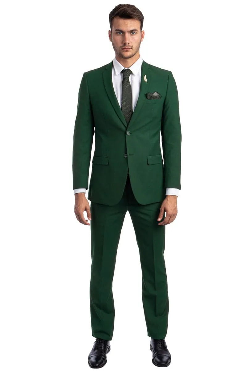 Hunter Green Men's Slim Fit 2 Button Wedding Suit - Basic Style sold by Alberto Nardoni