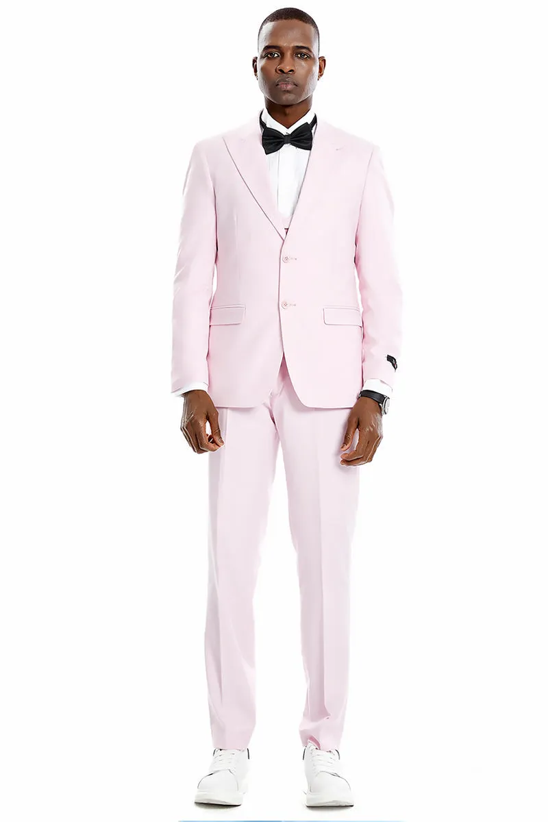 "Men's Pink Wedding & Prom 2025 Suit - Two Button Vested Peak Lapel" sold by Alberto Nardoni product image thumbnail 2