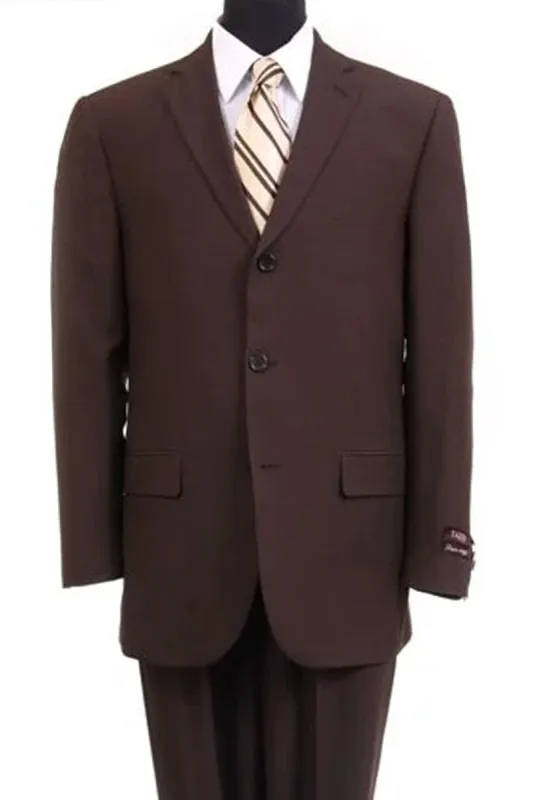 "Brown Poplin Suit for Men - Basic Three Button Style" sold by Alberto Nardoni