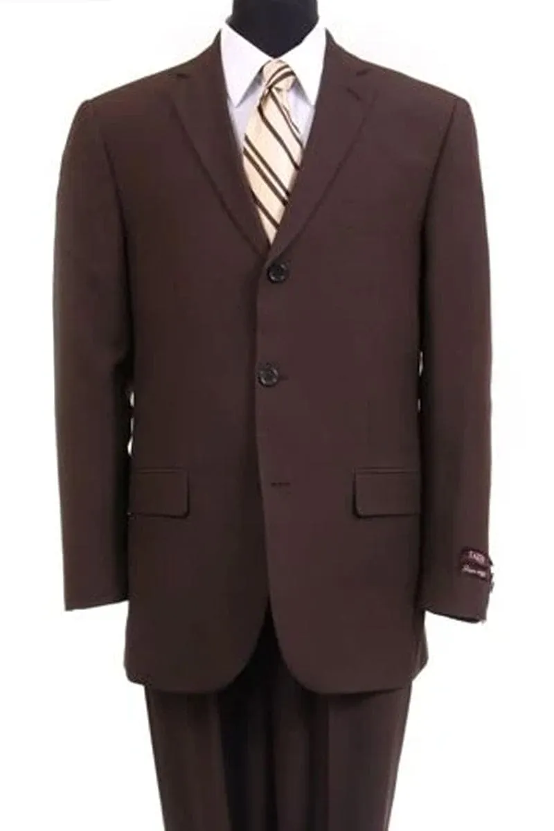 "Brown Poplin Suit for Men - Basic Three Button Style" sold by Alberto Nardoni