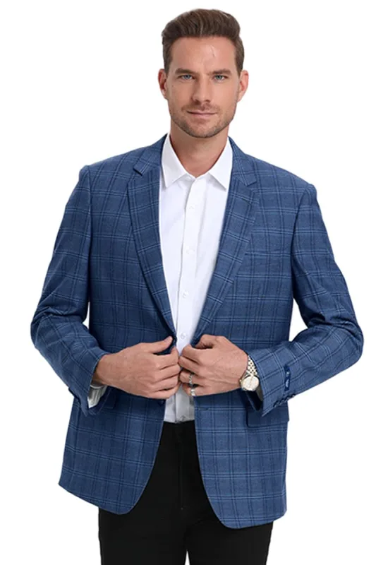 "Teal Blue Plaid Men's Slim Fit Sport Coat - Business Casual" sold by Alberto Nardoni