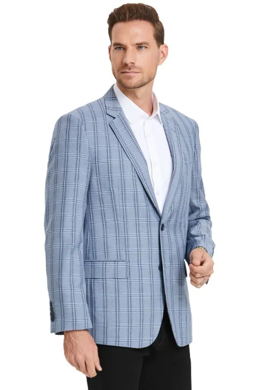 "Men's Business Casual Double Windowpane Sport Coat - Navy Two Button" sold by Alberto Nardoni