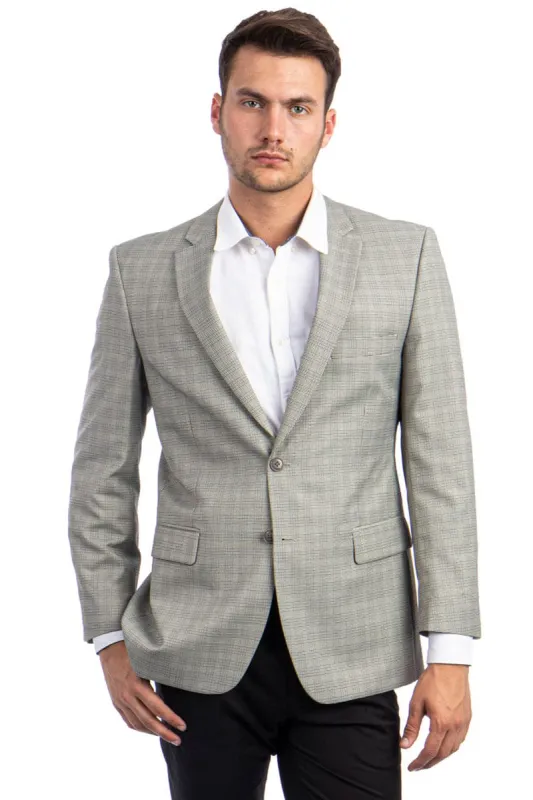 Glen Plaid Men's Regular Fit Sport Coat - Light Green Two Button sold by Alberto Nardoni