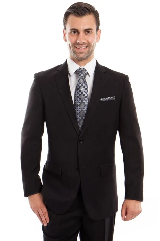 "Black Pinstripe Business Suit for Men - Two Button Micro Tonal" sold by Alberto Nardoni