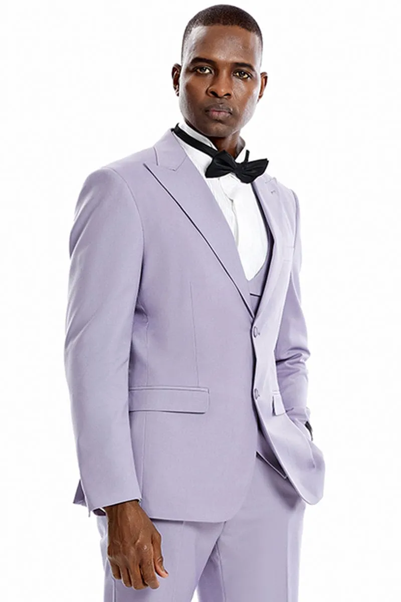 "Lavender Men's Wedding & Prom 2025 Suit - Two Button Vested Peak Lapel" sold by Alberto Nardoni
