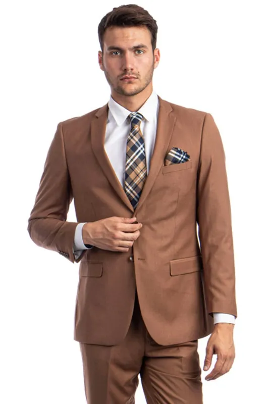 "Cognac Men's Slim Fit 2 Button Wedding Suit - Basic Style" sold by Alberto Nardoni