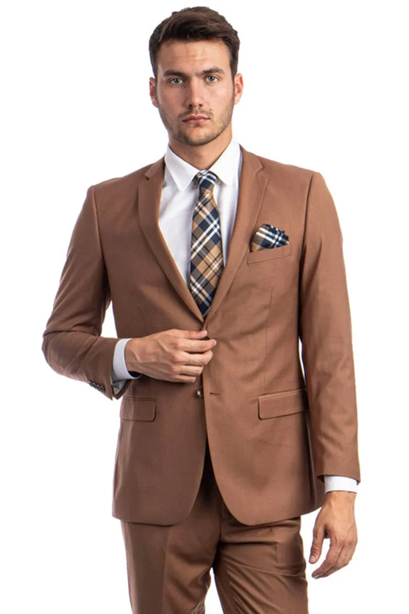 "Cognac Men's Slim Fit 2 Button Wedding Suit - Basic Style" sold by Alberto Nardoni