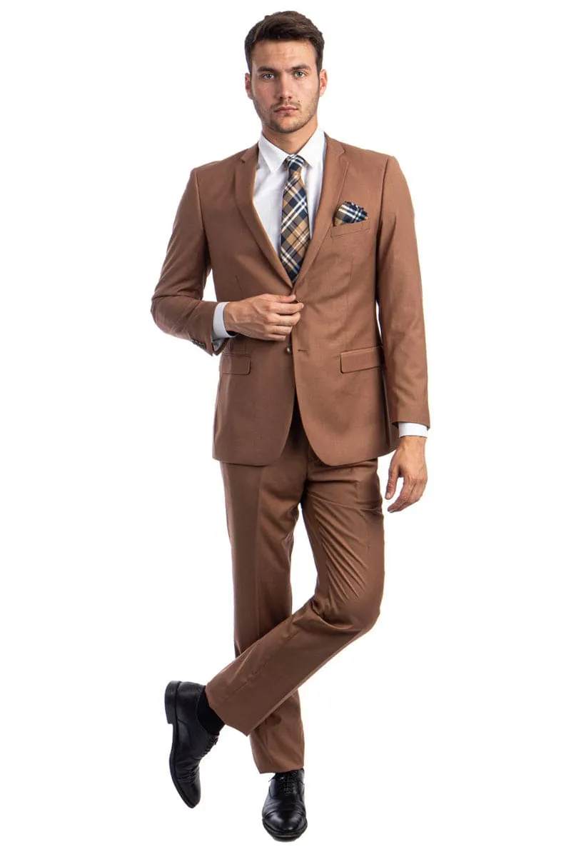 "Cognac Men's Slim Fit 2 Button Wedding Suit - Basic Style" sold by Alberto Nardoni product image thumbnail 2