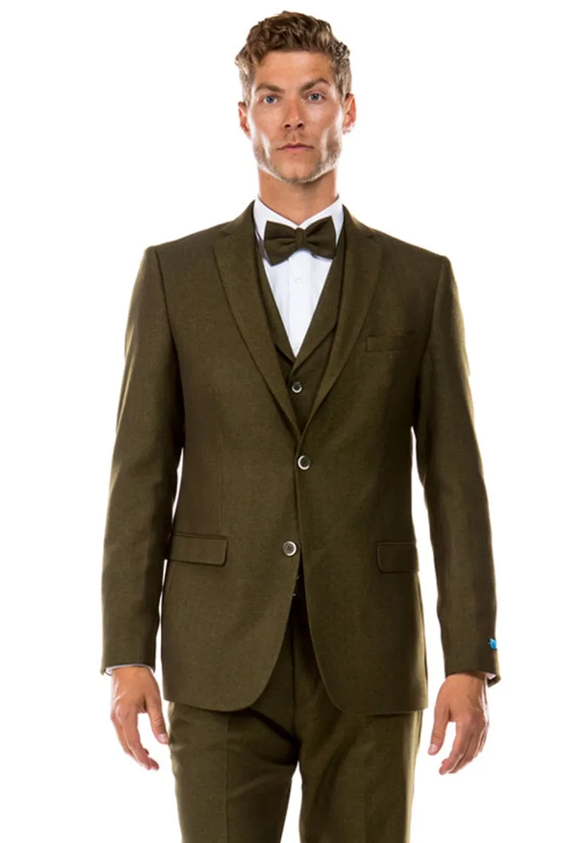 "Olive Green Vintage Tweed Wedding Suit - Men's Two Button Vested Style" sold by Alberto Nardoni