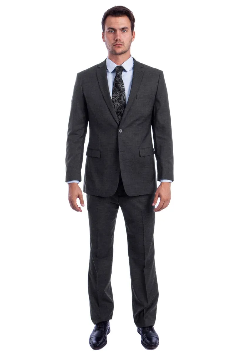 "Modern Fit Men's Summer Suit - Two Button Linen Look, Dark Grey" sold by Alberto Nardoni product image thumbnail 2