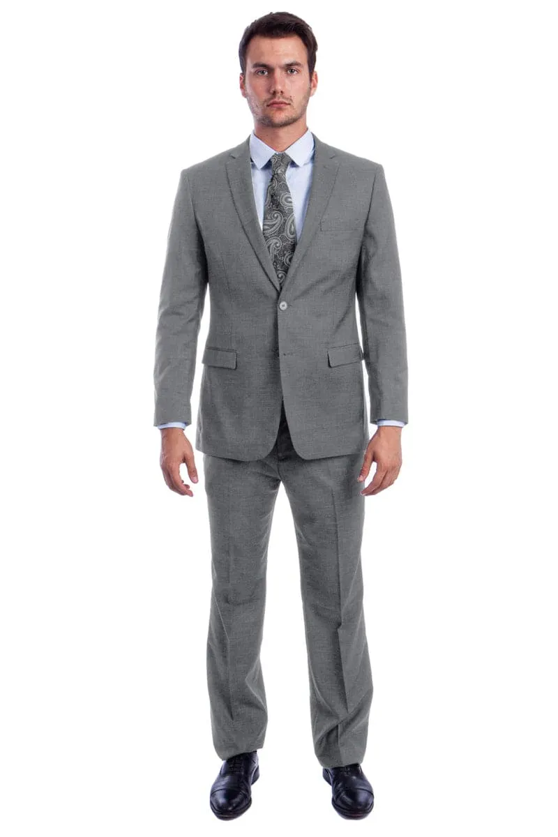 "Modern Fit Men's Summer Suit - Two Button Linen Look, Light Grey" sold by Alberto Nardoni product image thumbnail 2