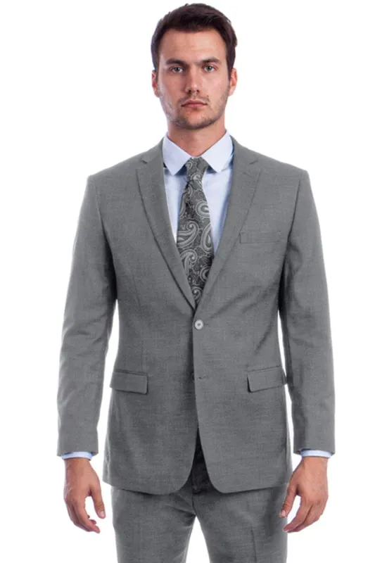"Modern Fit Men's Summer Suit - Two Button Linen Look, Light Grey" sold by Alberto Nardoni